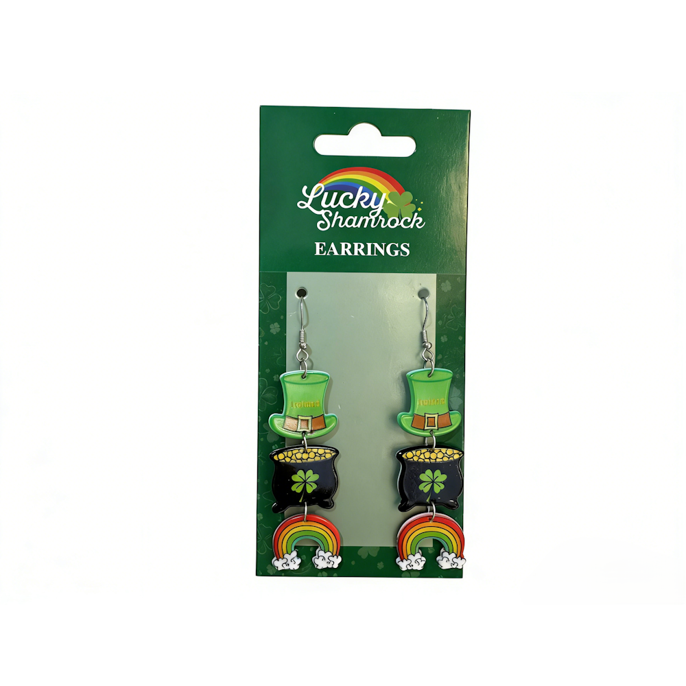 Paddys Hat & Rainbow Earrings Set