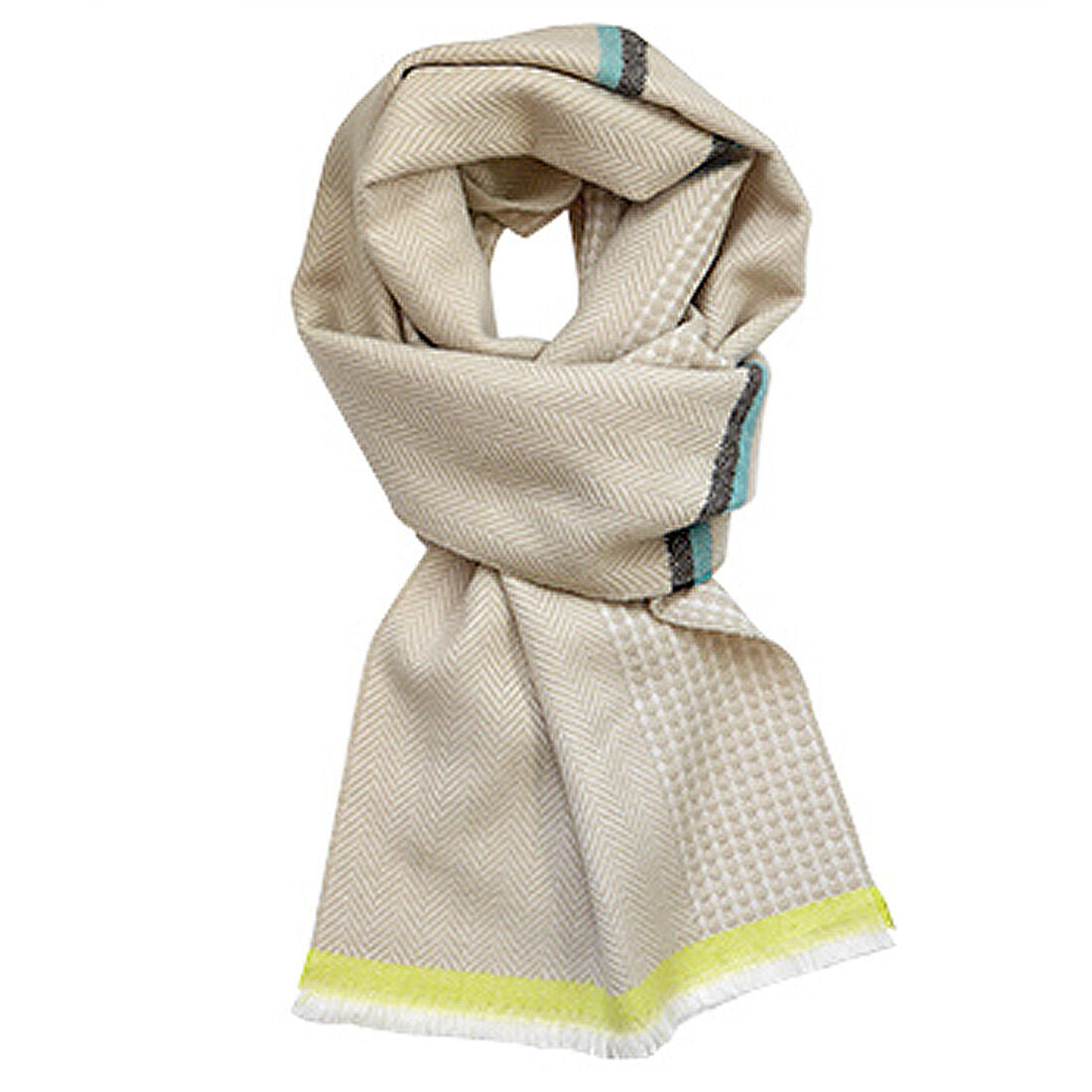 Ladies Herringbone Woven Scarf Beige