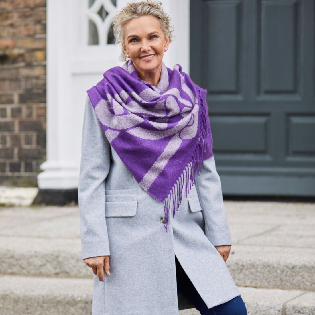 Ladies Celtic Knot Scarf Purple & Grey