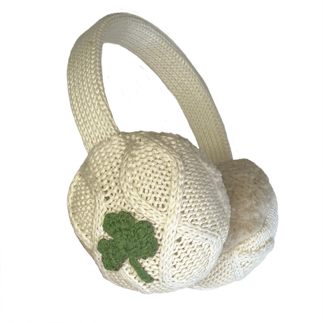 Aran Style Shamrock Cream Ear Muffs