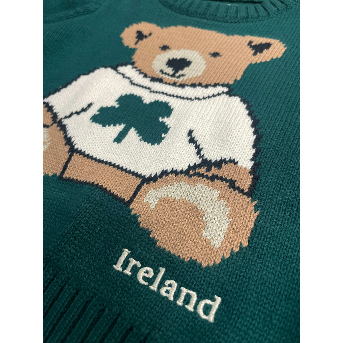 Ireland Bear Dark Green Kids Knitted Sweater