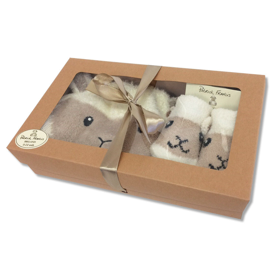 Patrick Francis Ireland Baby Sheep Hat & Booties Set, Cream Colour