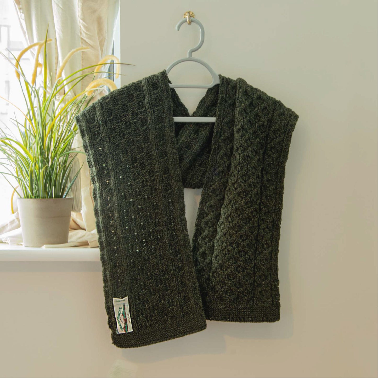 Merino Honeycomb Scarf Army Green