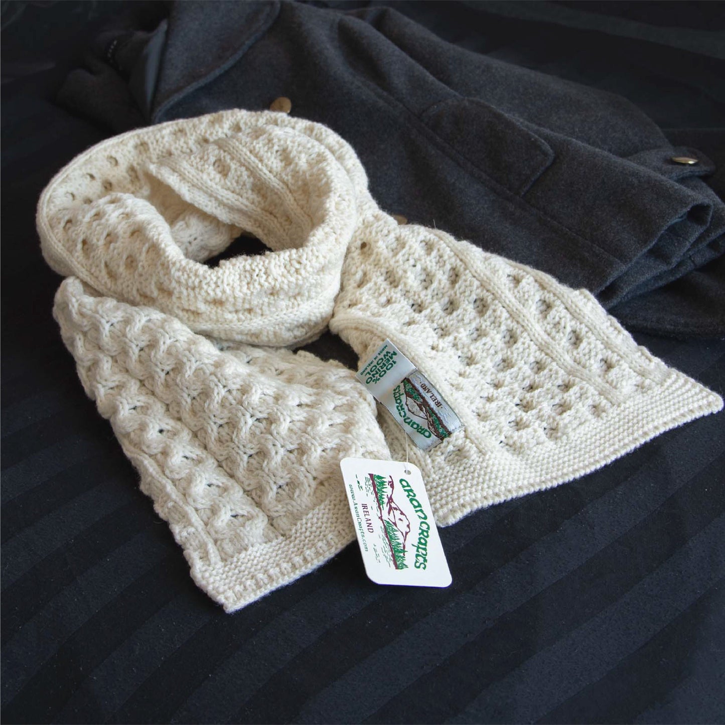 Aran Merino Honeycomb Scarf