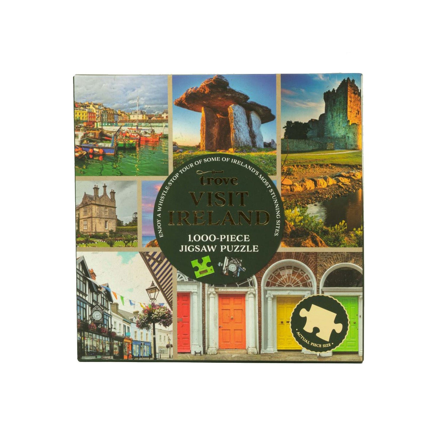 Ireland themed 1000 piece jigsaw puzzle box featuring a collage of landmarks