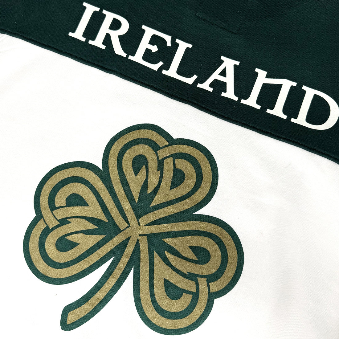 Unisex Ireland Crest V-Neck Cream and Green Sweatshirt