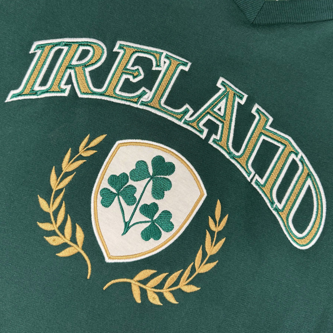Unisex Ireland Crest V-Neck Green and Cream Sweatshirt