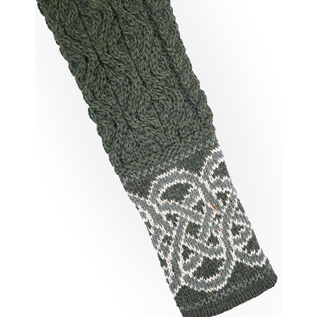 Ladies Ranelagh Jacquard Aran Green Sweater