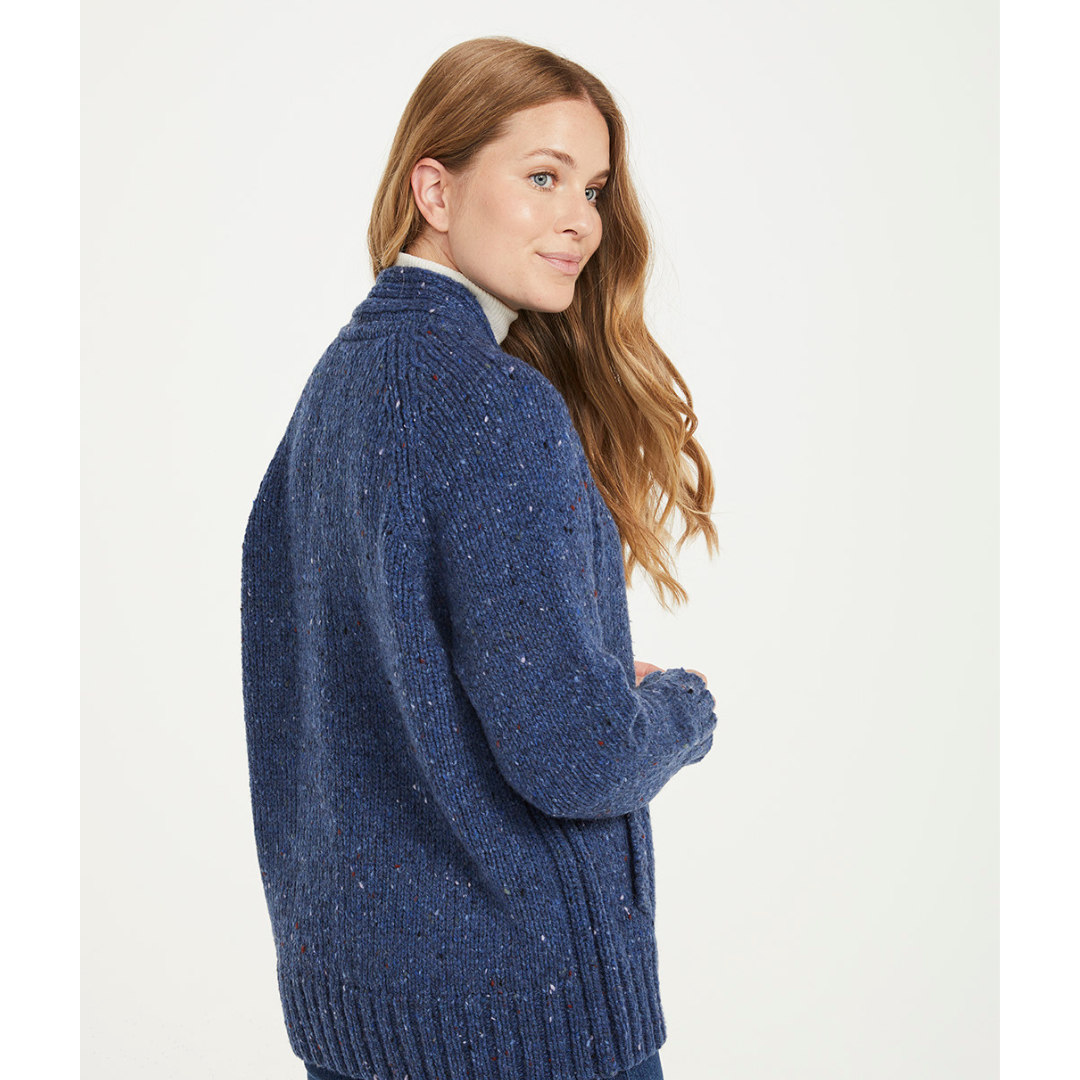 Ladies Donegal Wool Blue Cardigan