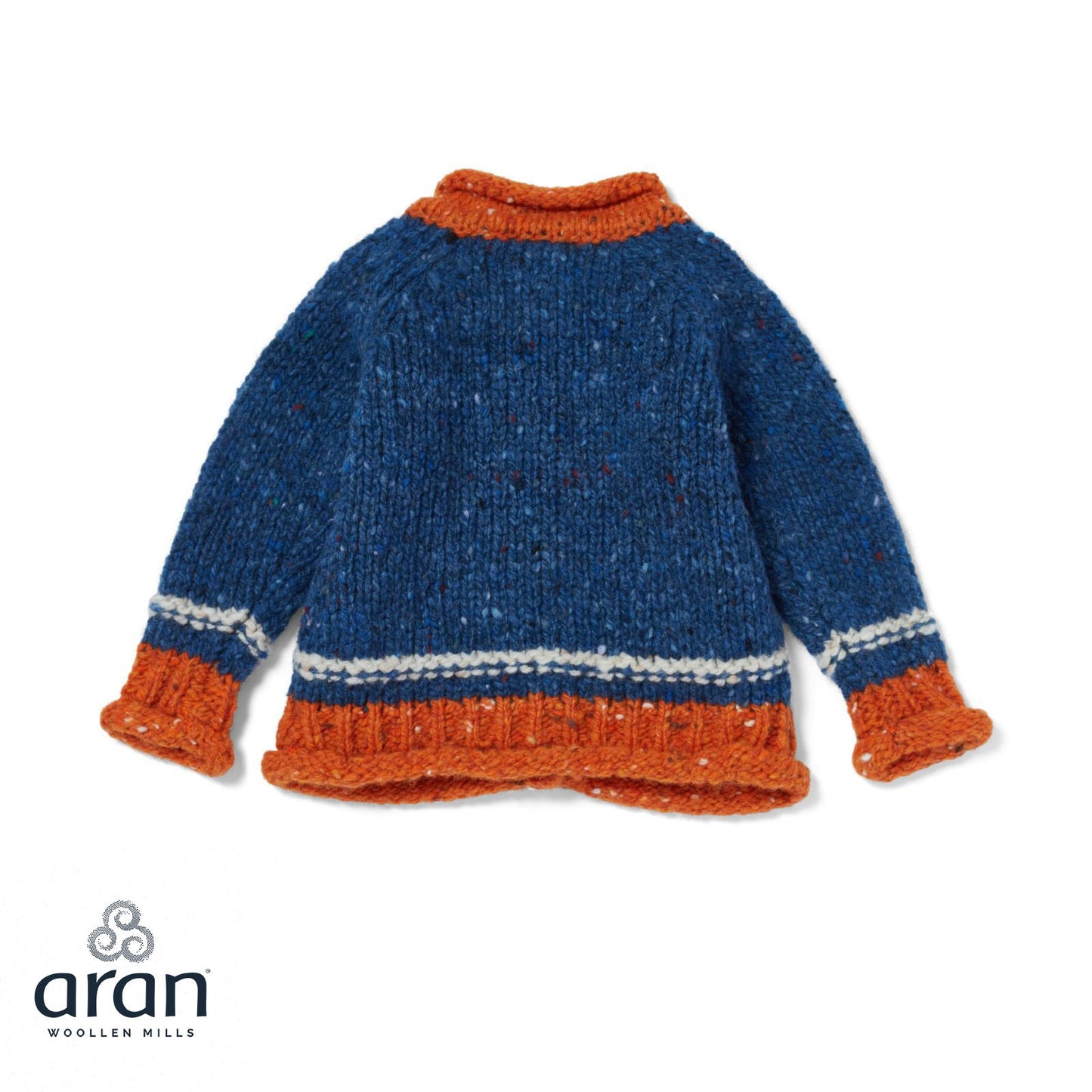Baby Roll Neck Blue Aran Cardigan