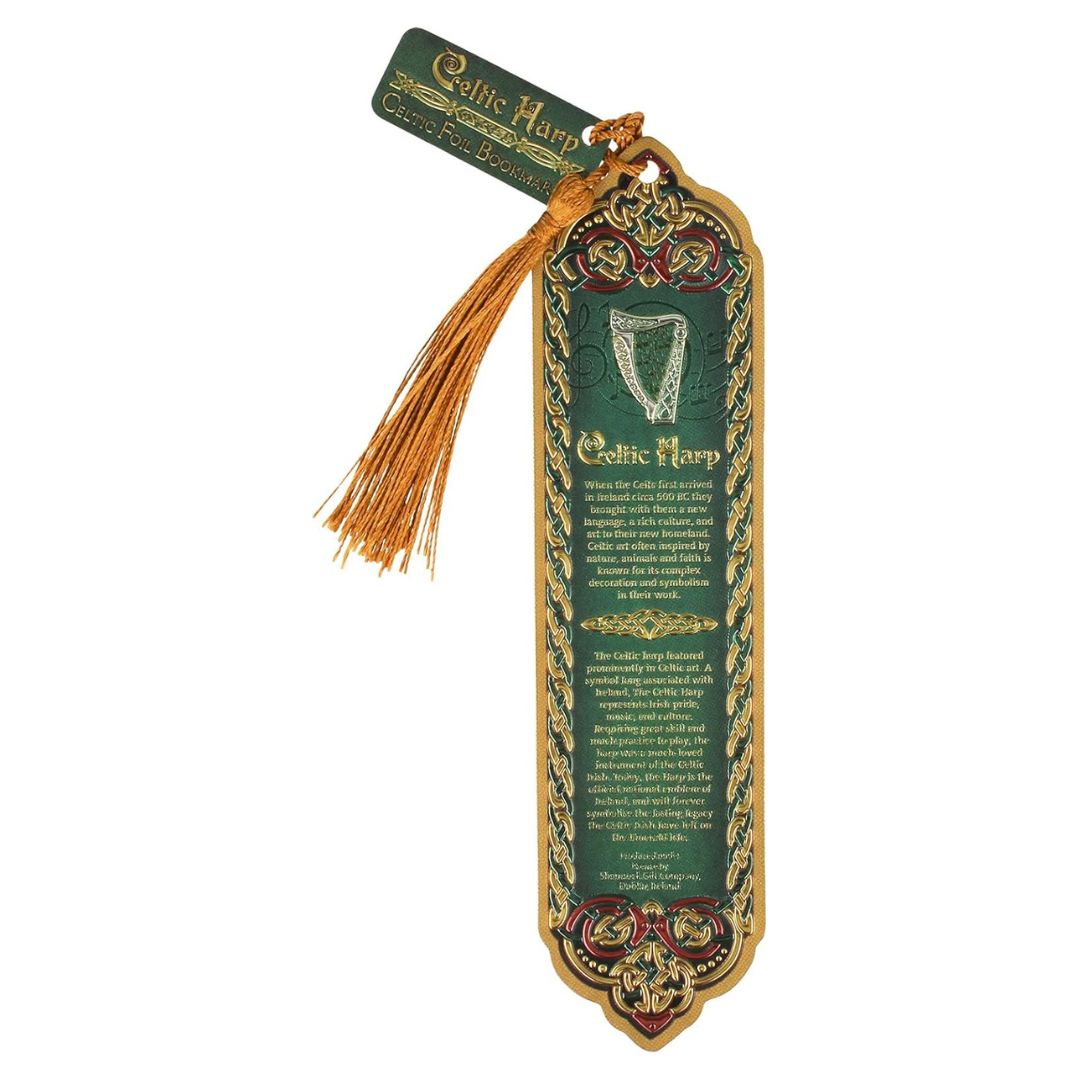 Celtic Harp Foil Bookmark