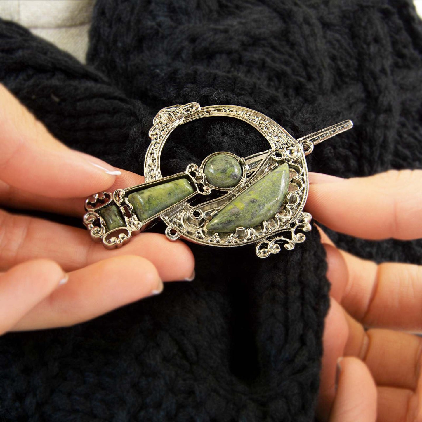 Connemara Marble Celtic Brooch
