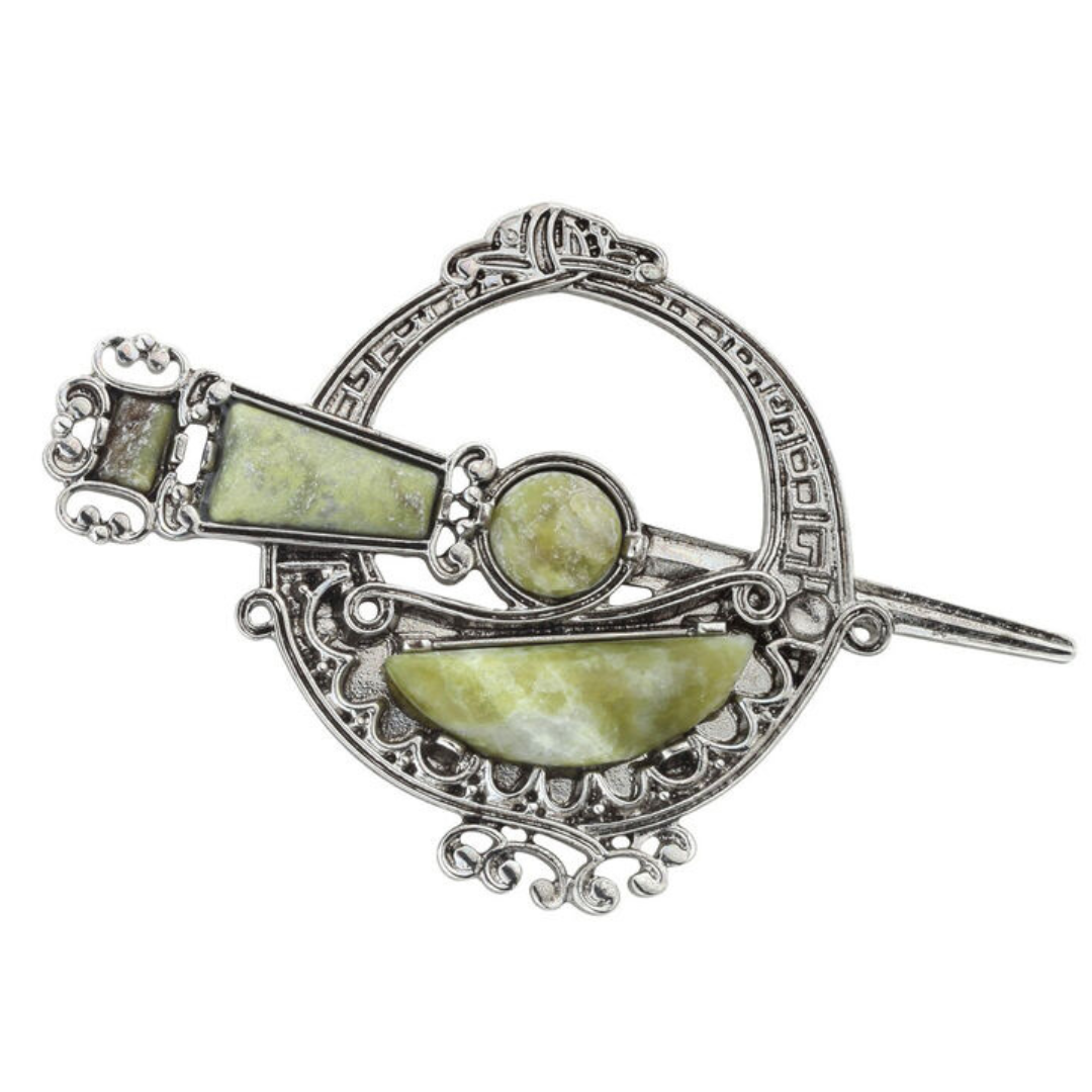 Connemara Marble Celtic Brooch