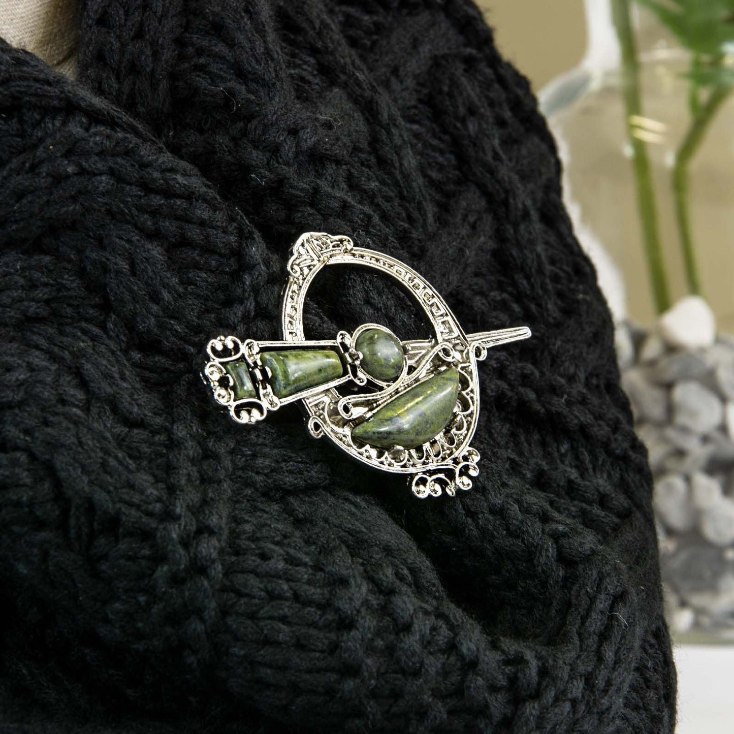 Connemara Marble Celtic Brooch