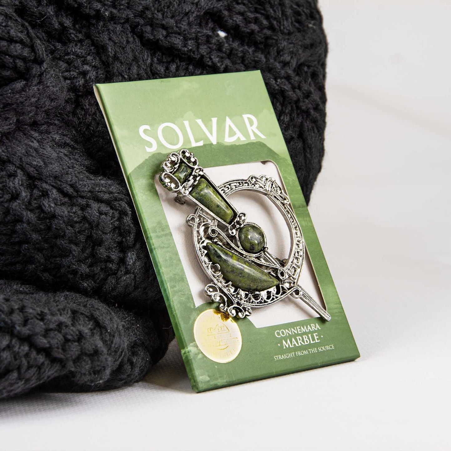 Connemara Marble Celtic Brooch
