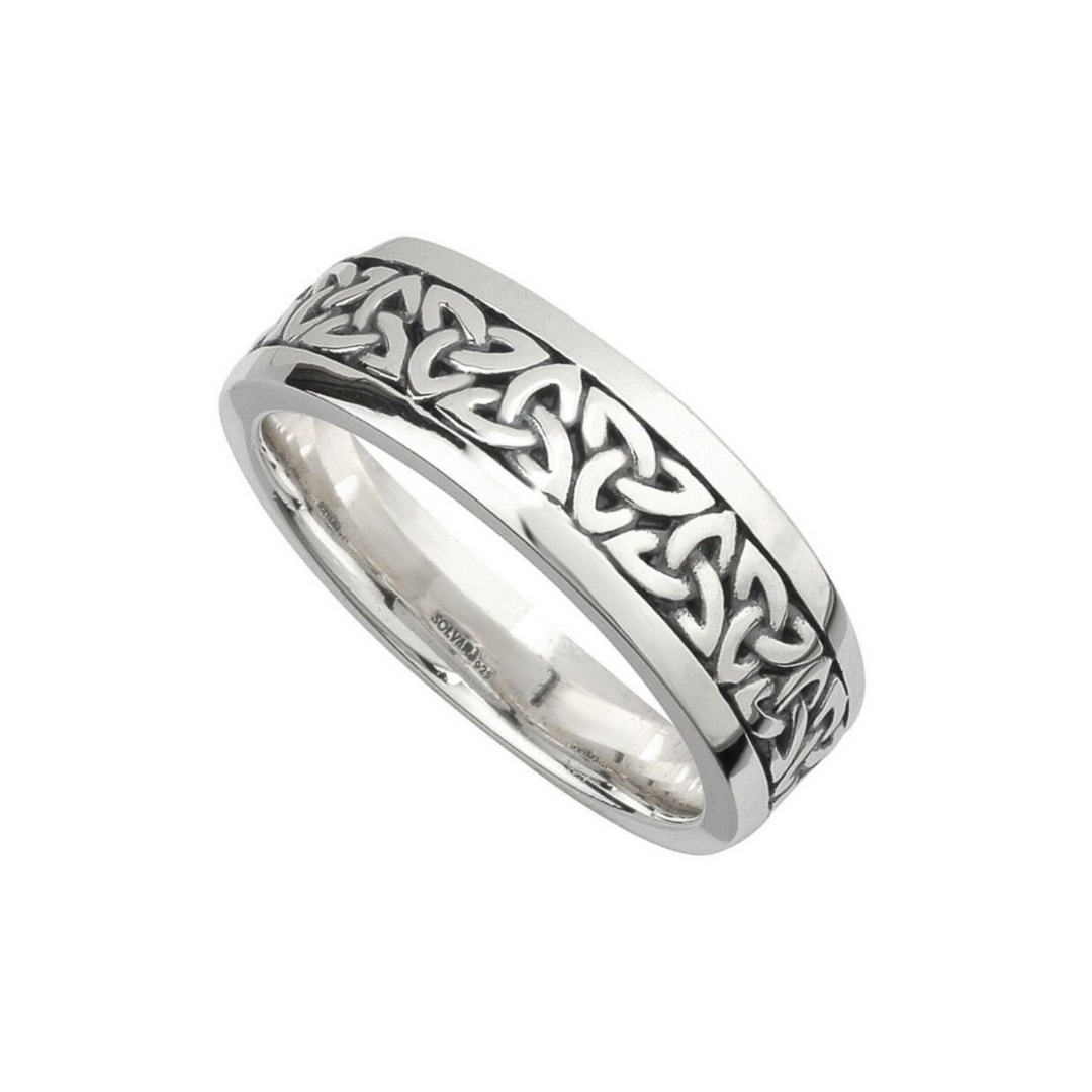 Hallmarked Sterling Silver Oxidised Gents Mens Trinity Knot Ring