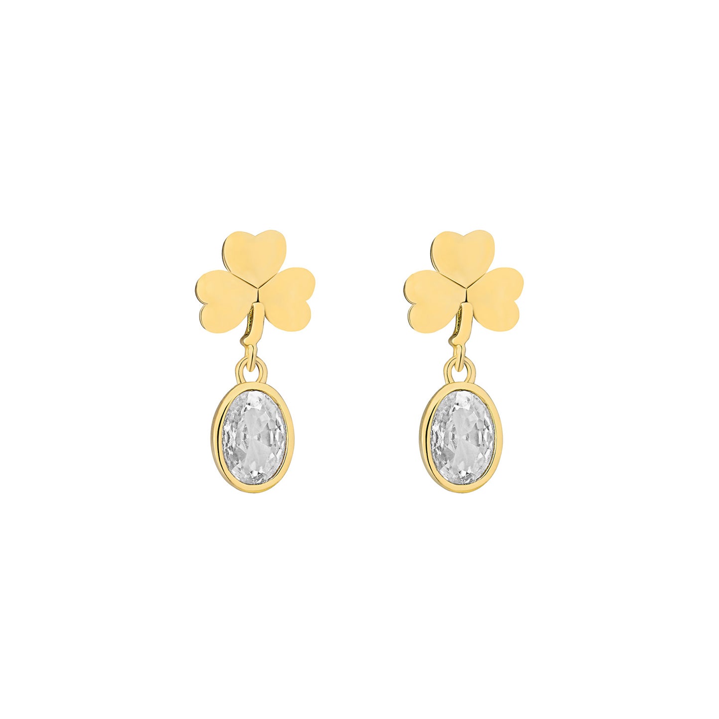 Gold Plated Crystal Shamrock Earrings