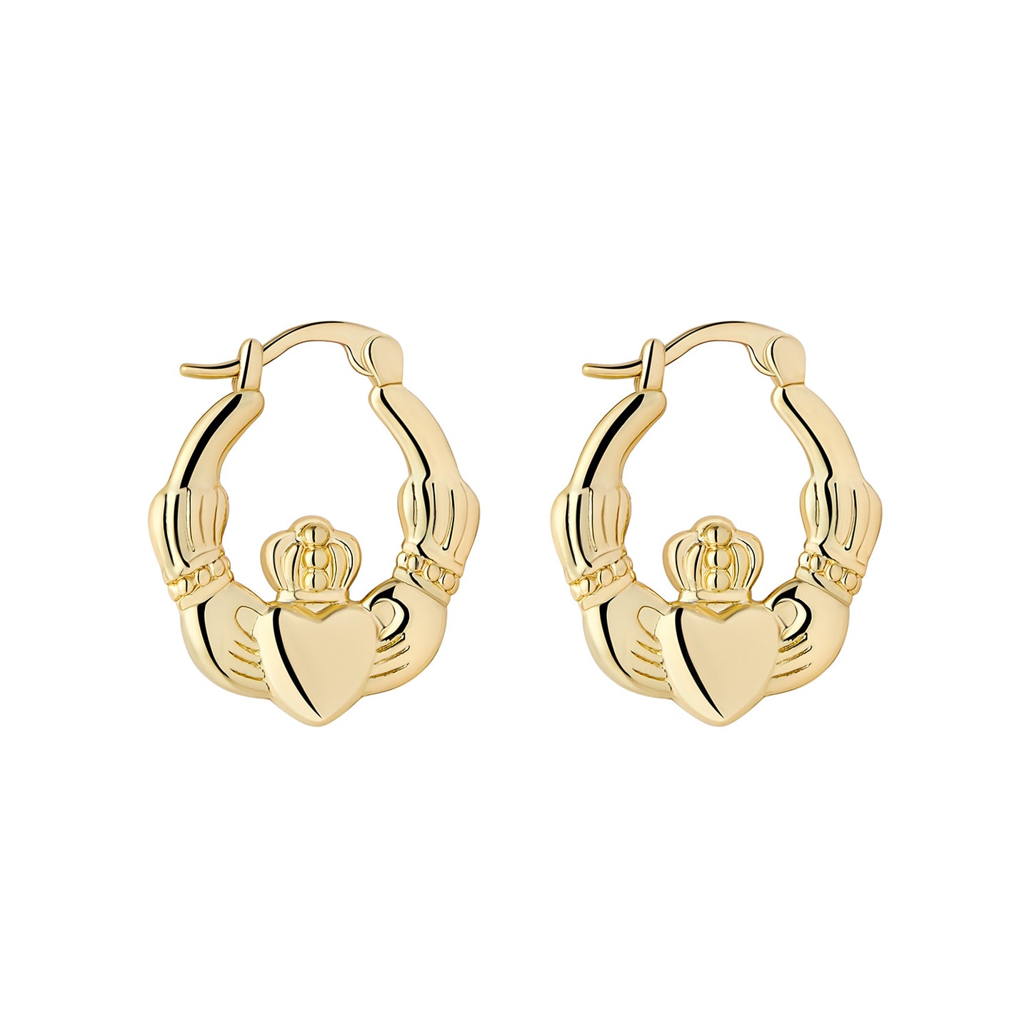 Gold Plated Small Claddagh Creole Earrings