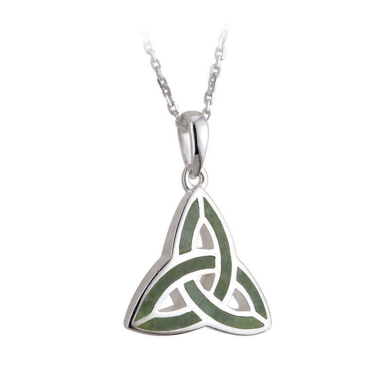 Hallmarked Sterling Silver Trinity Knot Connemara Marble Necklace