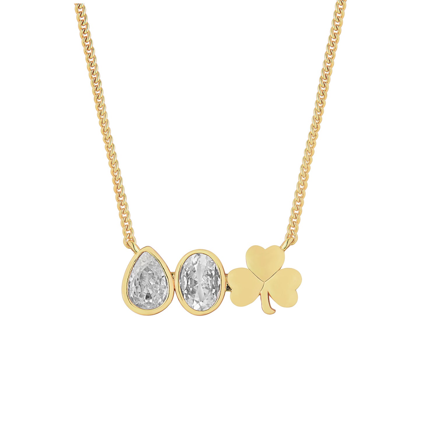 Gold Plated Crystal Shamrock Necklace