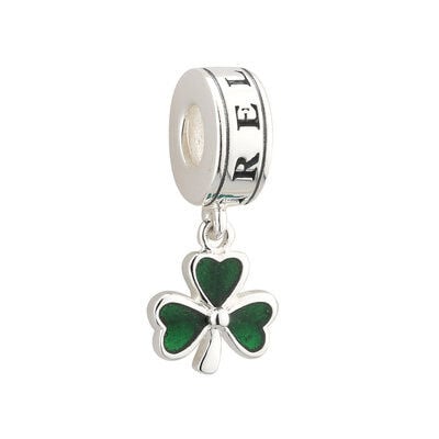 Hallmarked Sterling Silver Enamel Plated Shamrock Bracelet Charm