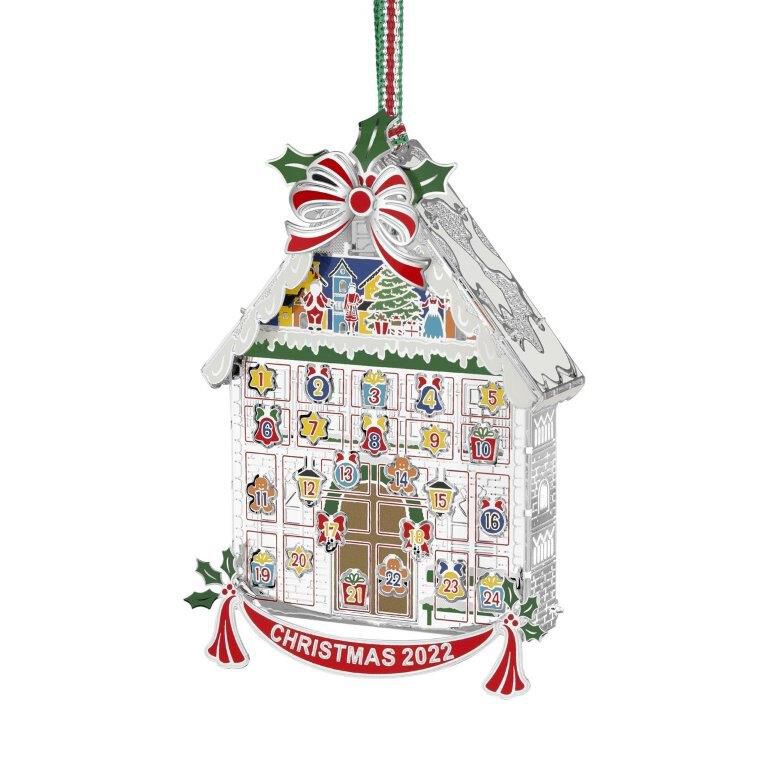 Newbridge Christmas 2022 advent calendar house ornament with bow and holly
