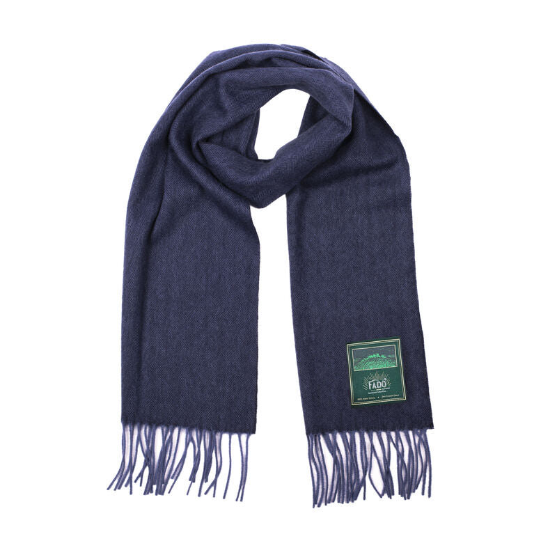 Brushed Woollen Tartan Scarf Navy
