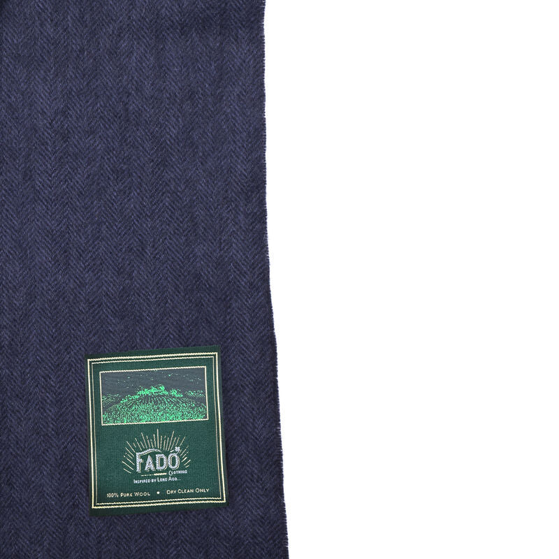 Brushed Woollen Tartan Scarf Navy