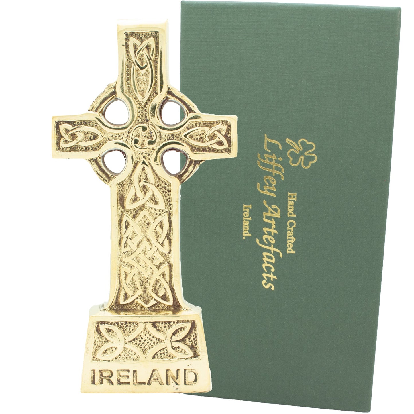 Large Standing Brass Celtic Cross