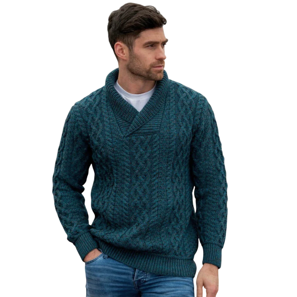 Men's Bunratty Shawl Collar Aran Sweater