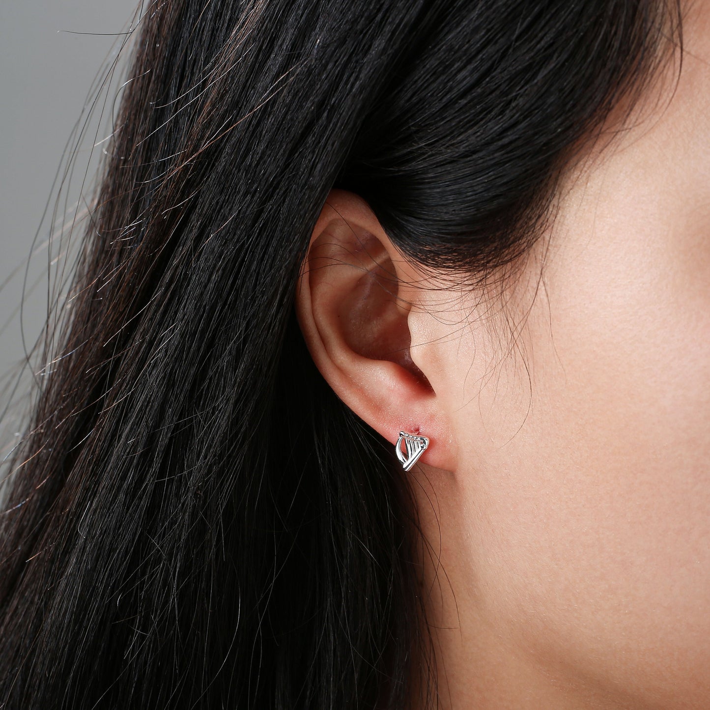 Grá Collection Plain Harp Earrings Sterling Silver