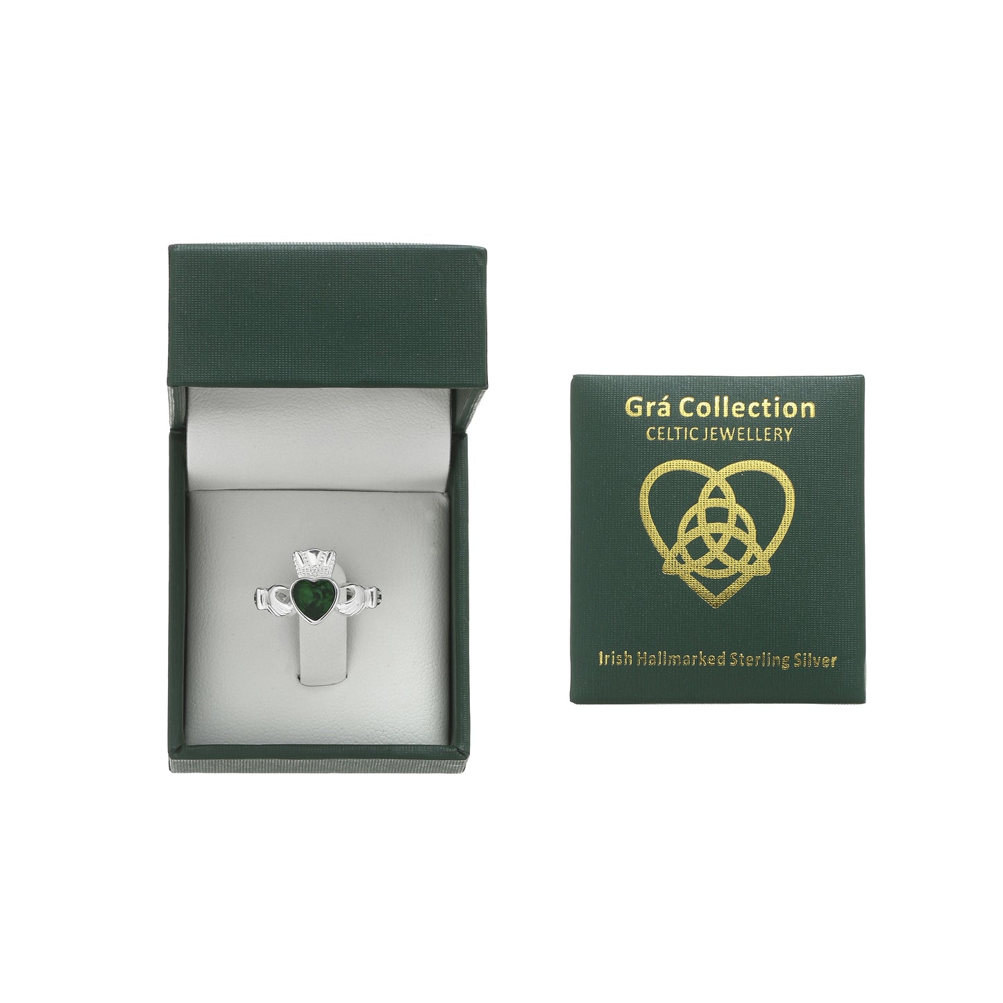 Grá Collection Claddagh Ring With Stone Sterling Silver