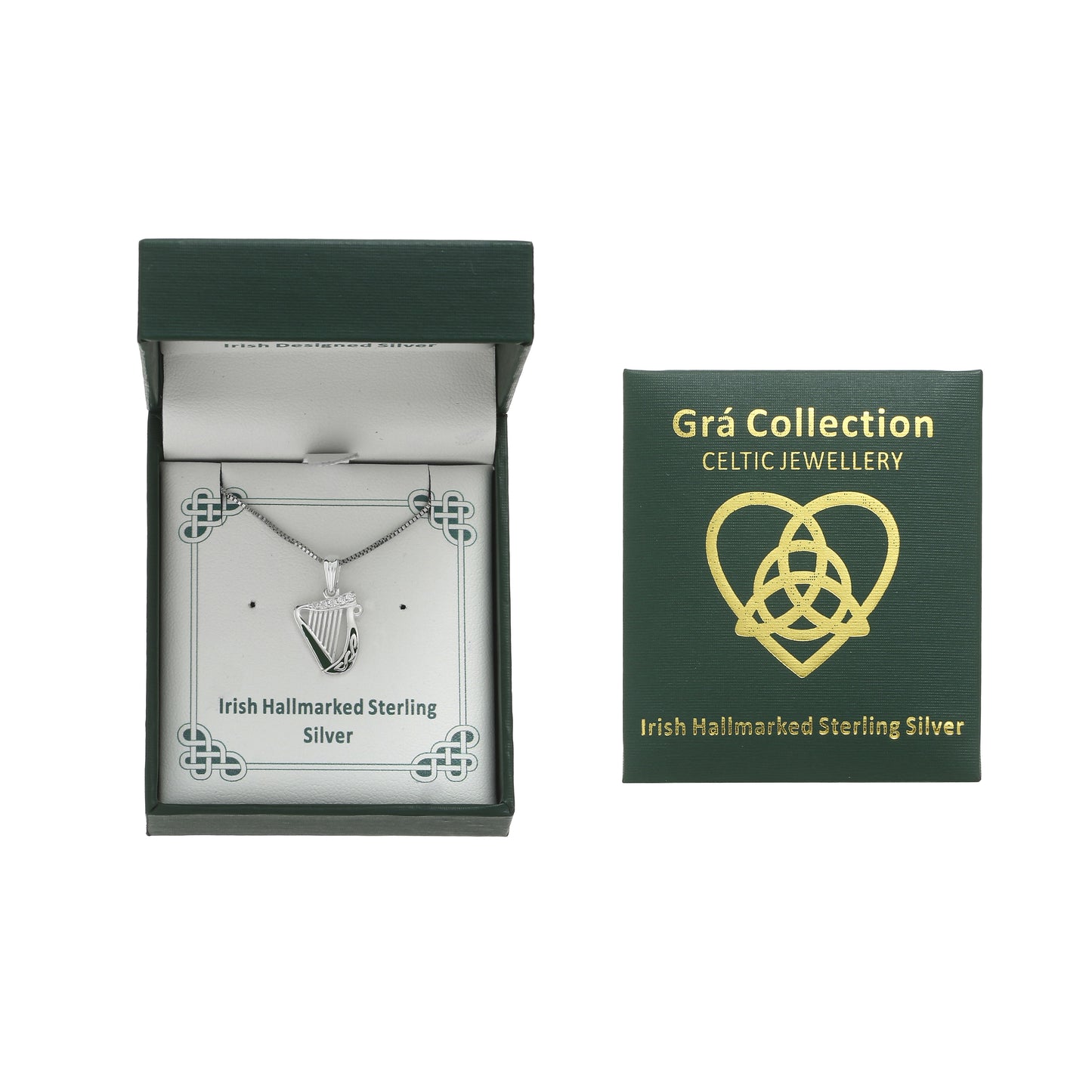 Harp With Stones Necklace Sterling Silver