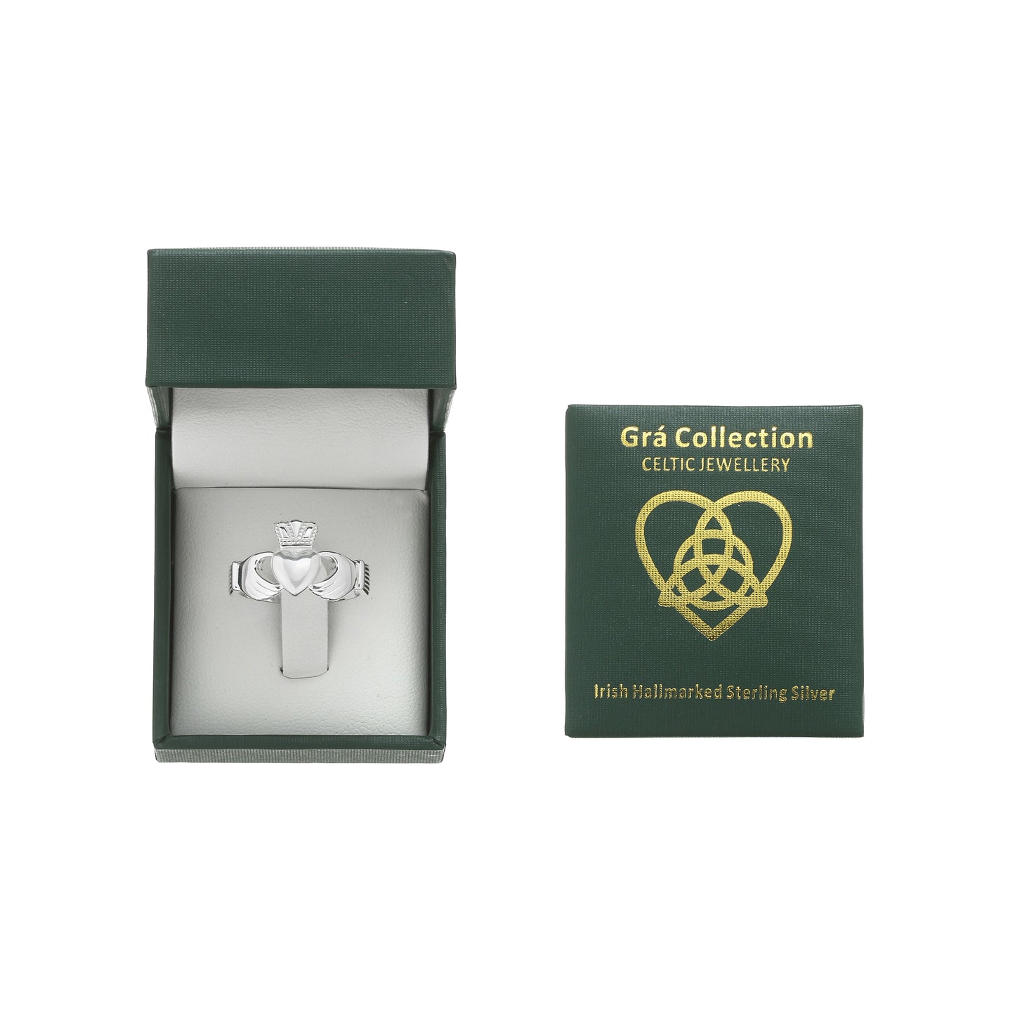 Grá Collection Plain Claddagh Mens' Ring Sterling Silver