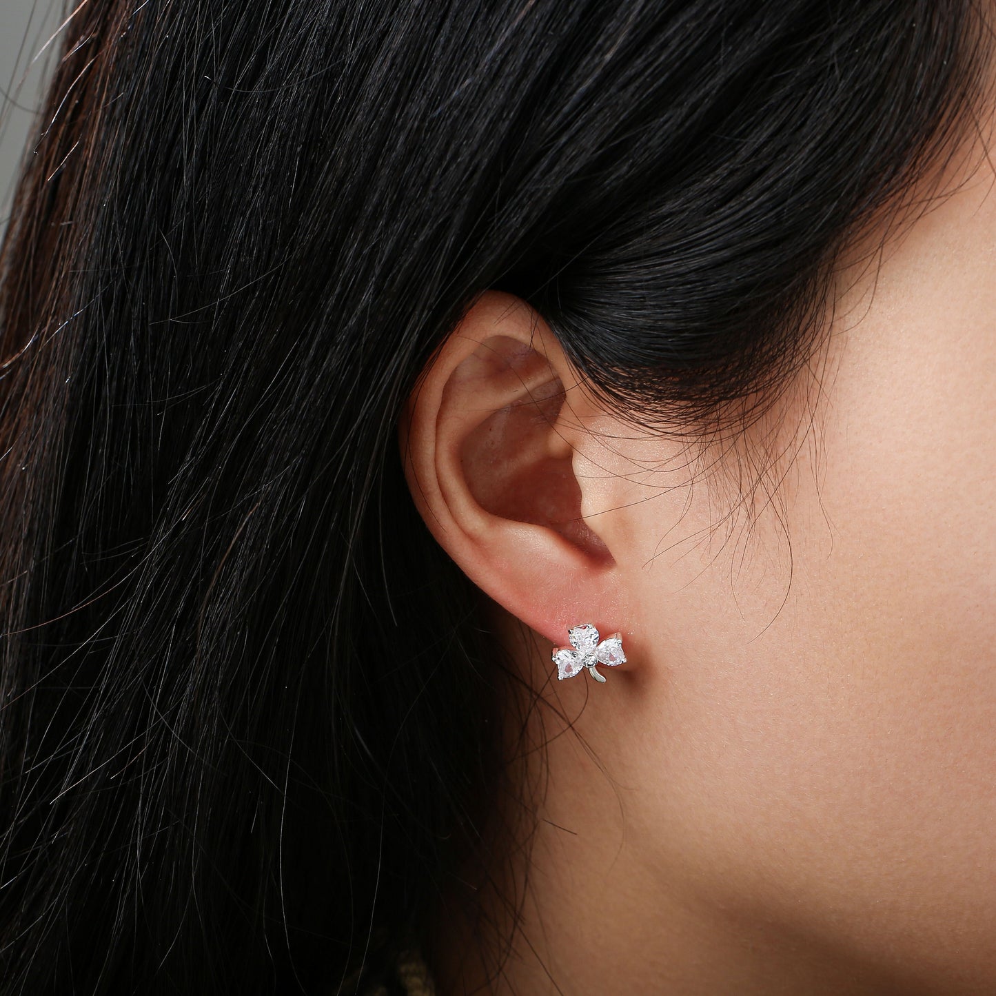 Grá Collection Clear Stone Shamrock Earring Sterling Silver