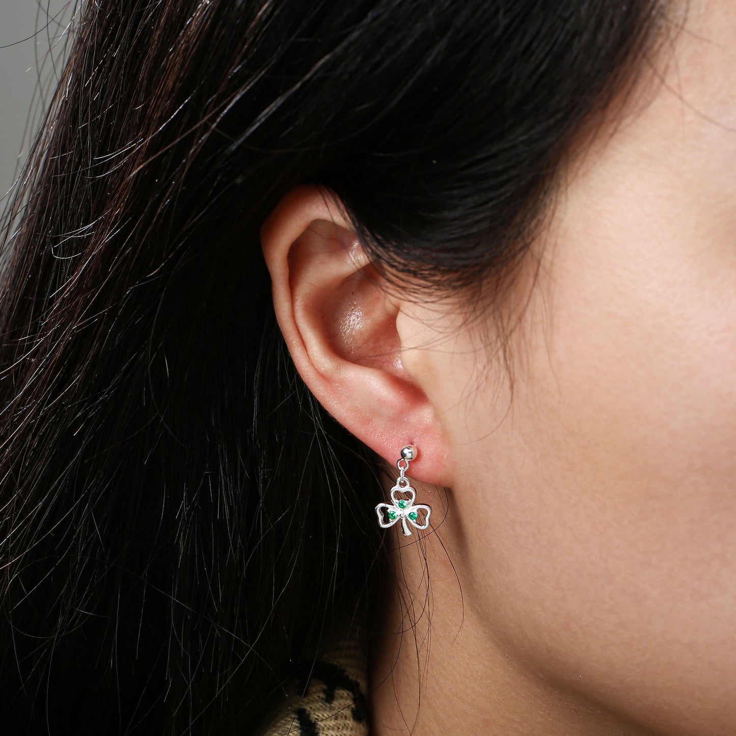 Grá Collection Shamrock Green Earrings Sterling Silver