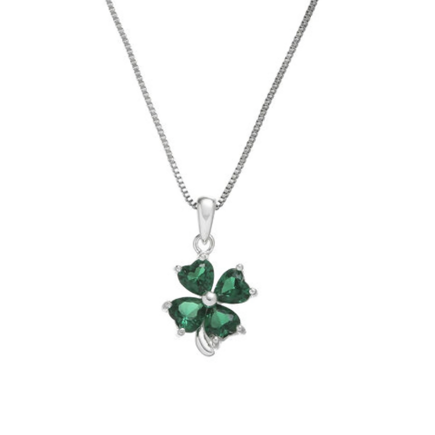 Grá Collection Green Stone Clover necklace Sterling Silver
