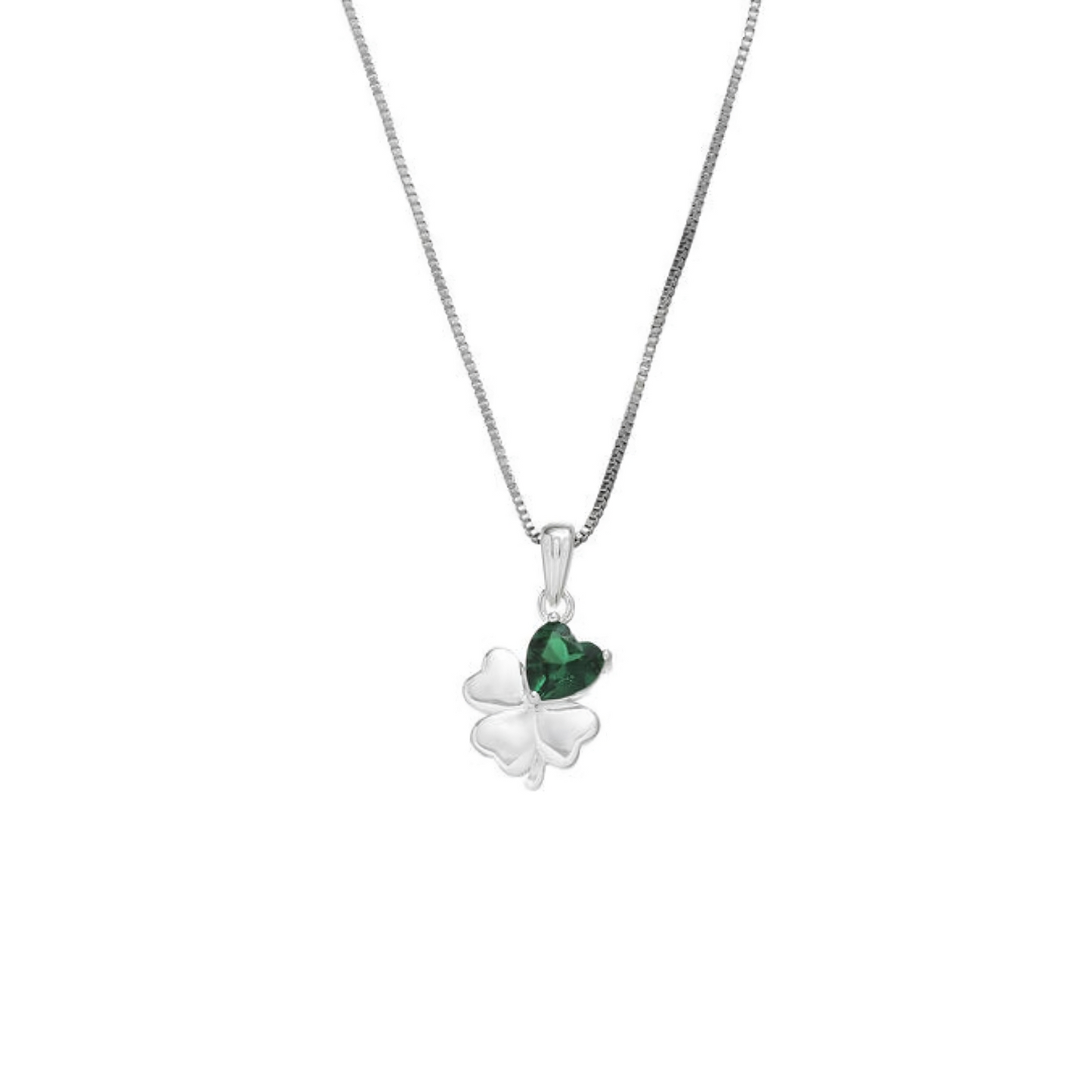 Grá Collection Green Stone Clover necklace Sterling Silver