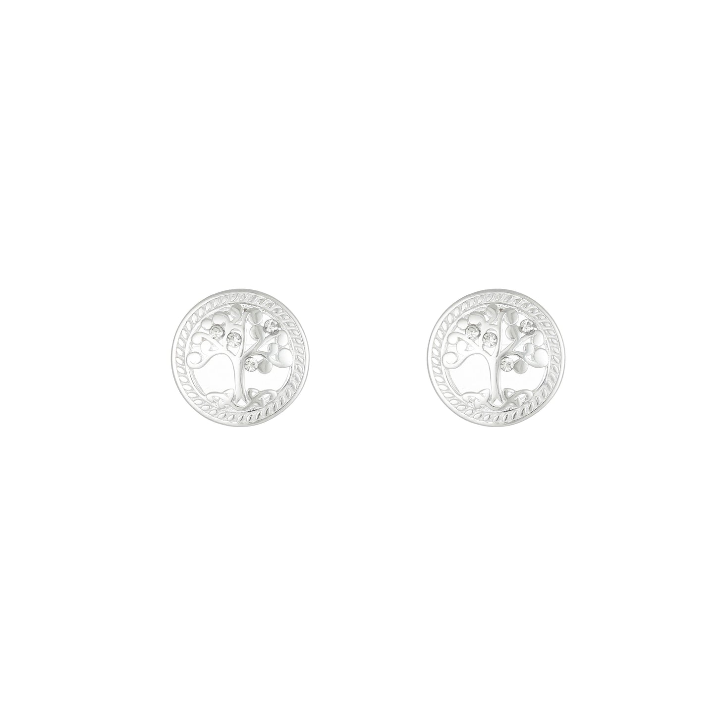 Grá Collection Tree Of Life Green Border Earrings Sterling Silver