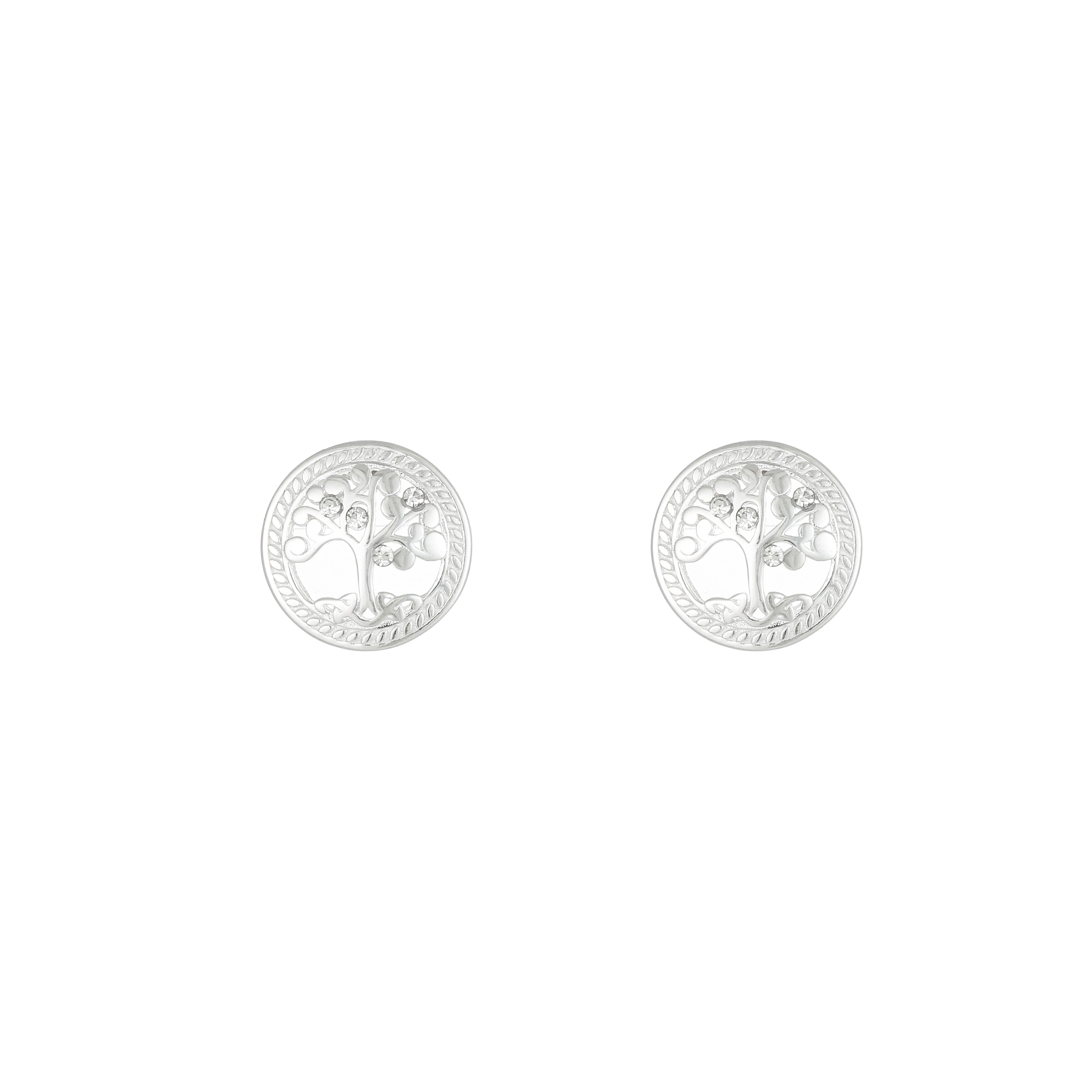 Grá Collection Tree Of Life Green Border Earrings Sterling Silver