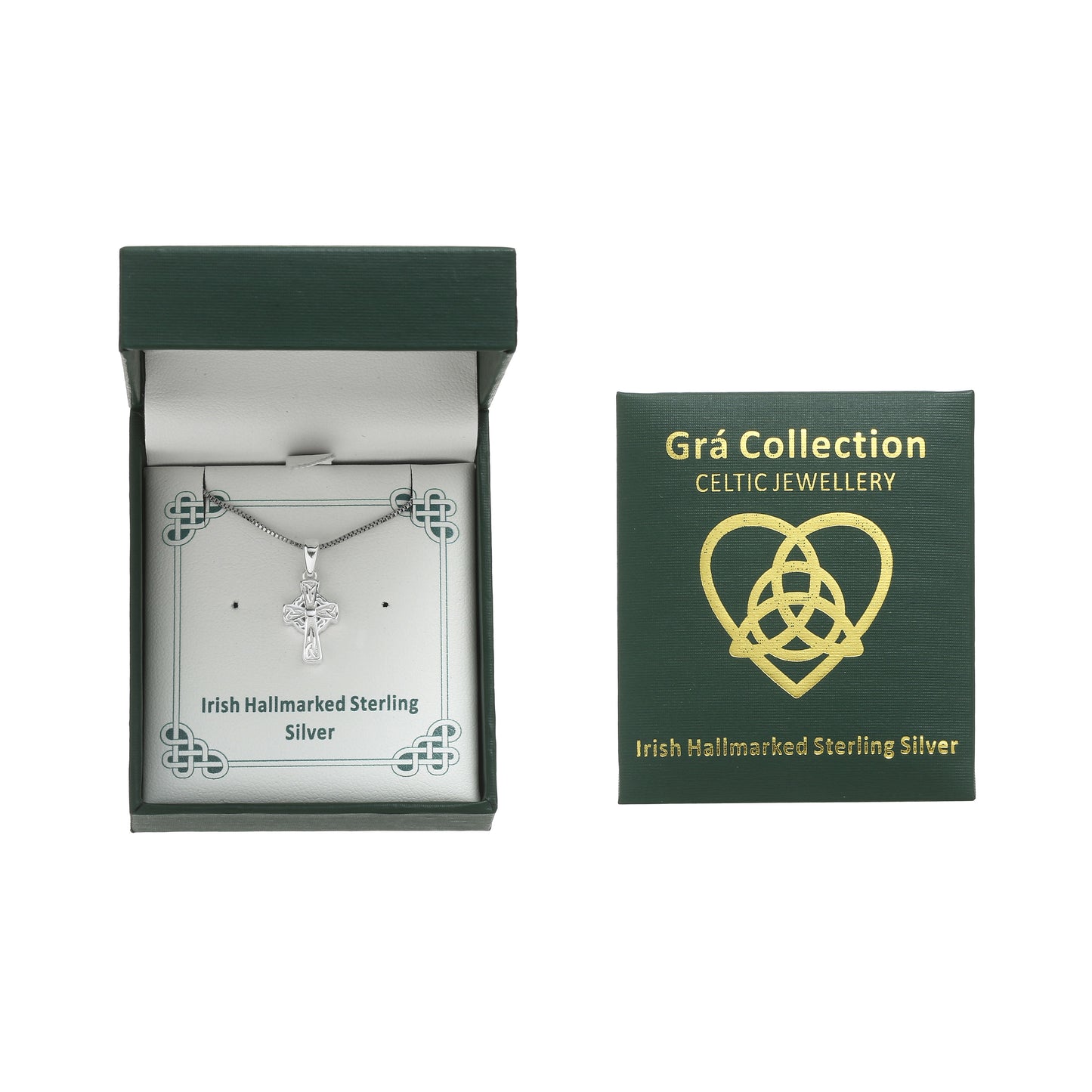 Grá Collection Plain Silver Celtic Cross Necklace Sterling Silver