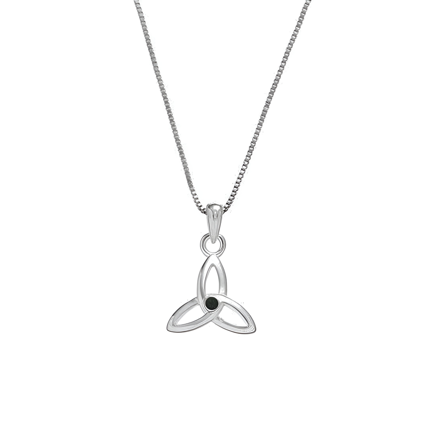 Grá Collection Trinity Knot Green Stone necklace Sterling Silver