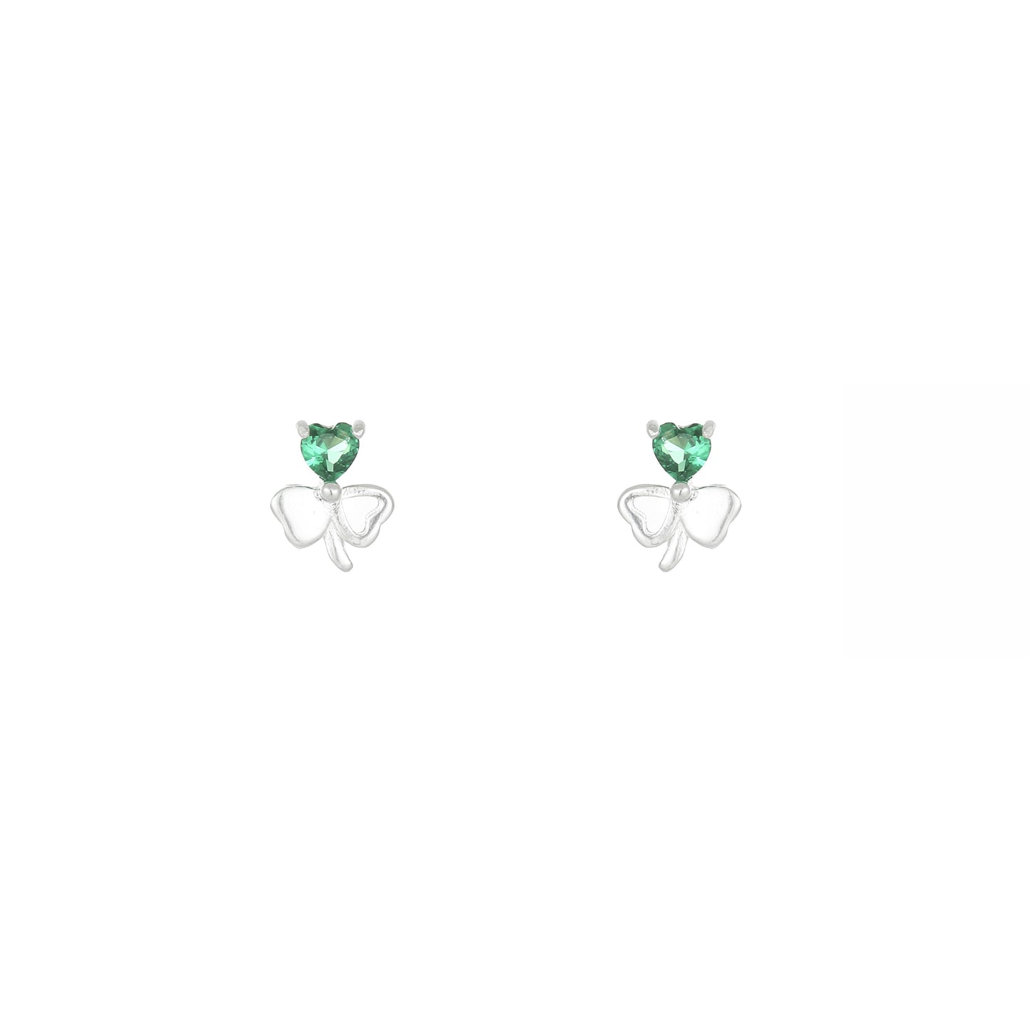 Grá Collection Shamrock Green Single Stone Earrings Sterling Silver