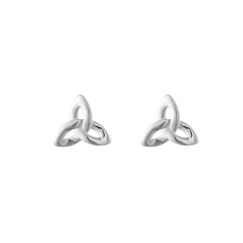 Pair of silver earrings with a smooth Celtic knot design
