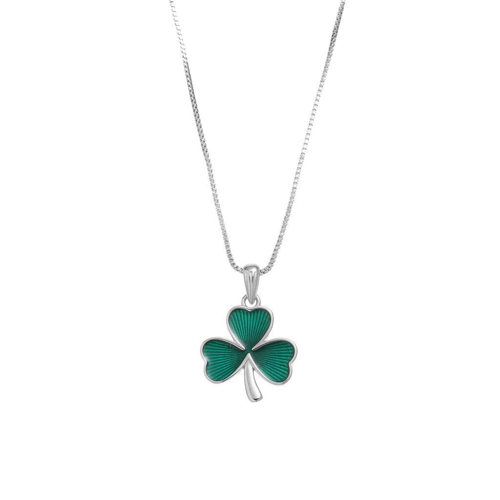 Sterling Silver Green Shamrock Pendant