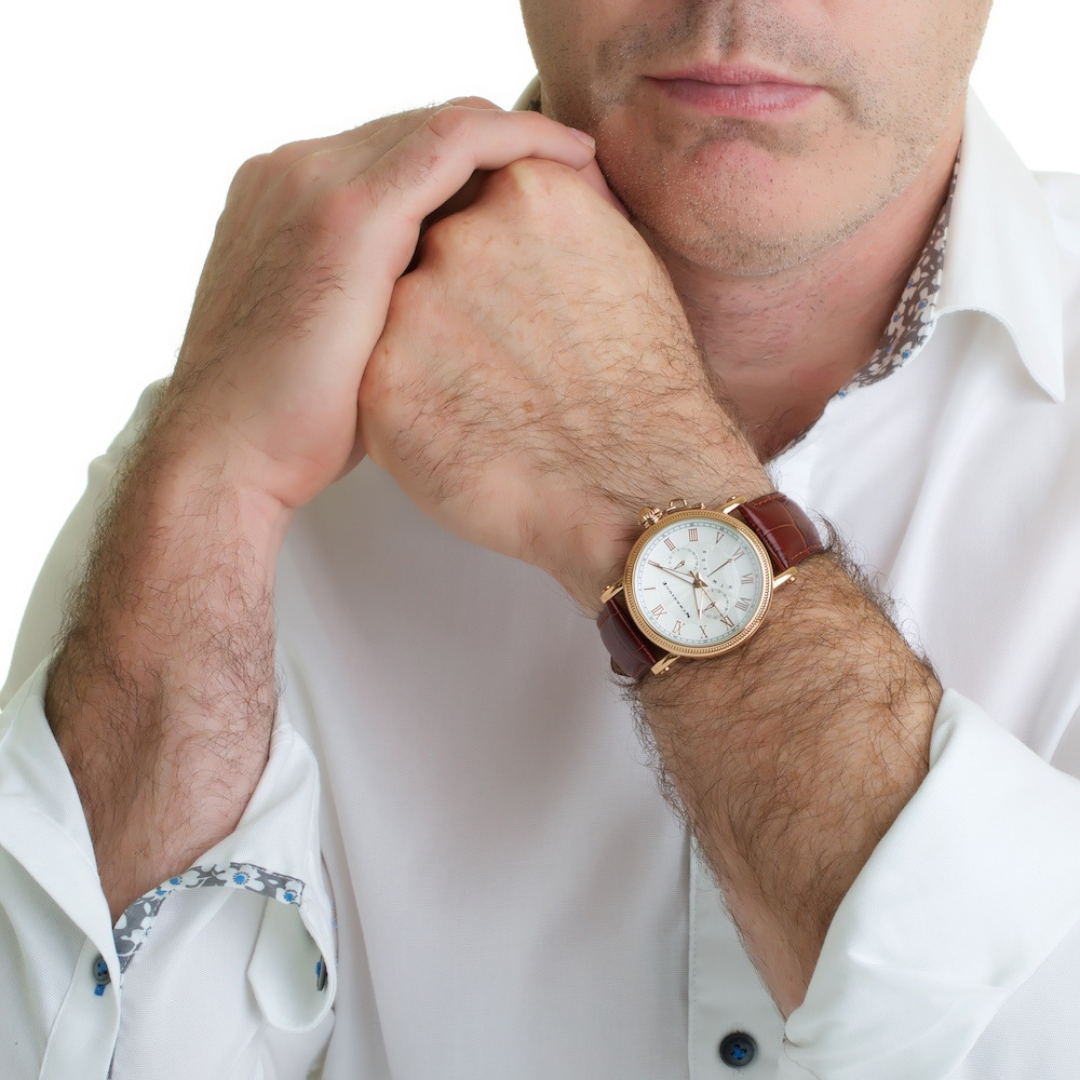 Gents Watch With Brown Leather Strap