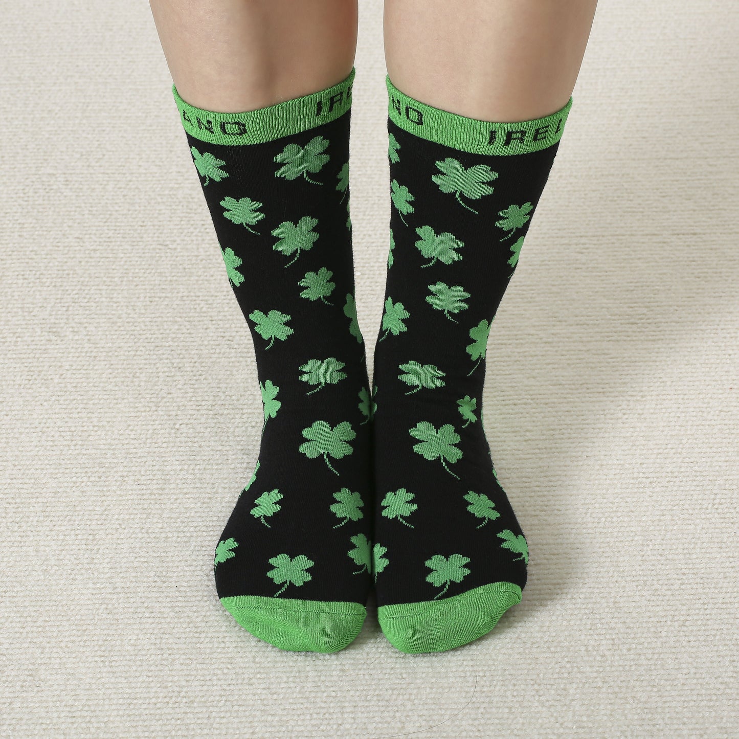 Green Black & Orange Shamrock Socks 3 Pack