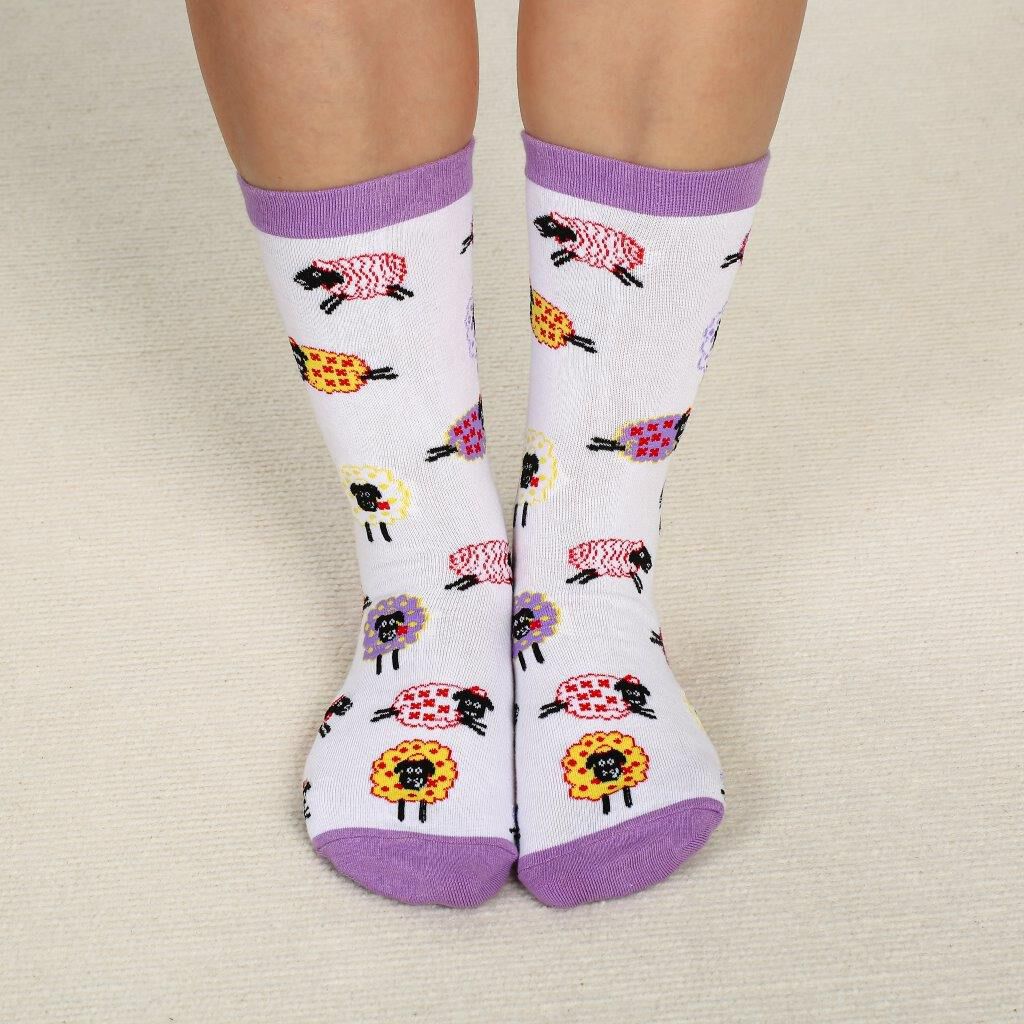 Multicoloured Sheep Sock White