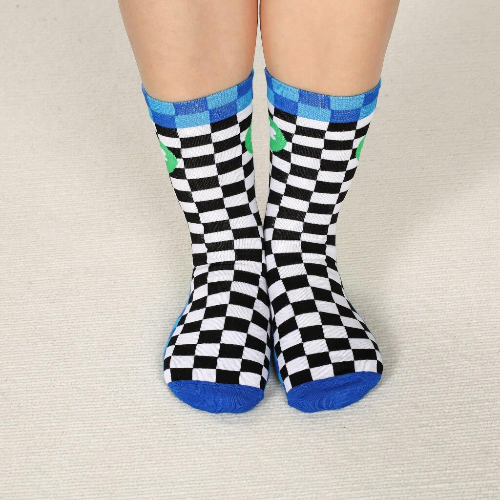 Chequered Socks Black White & Blue