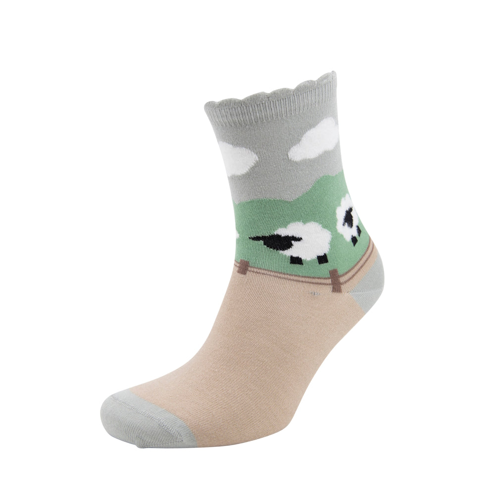 Triptoes Oatmeal Sheep Ankle Socks